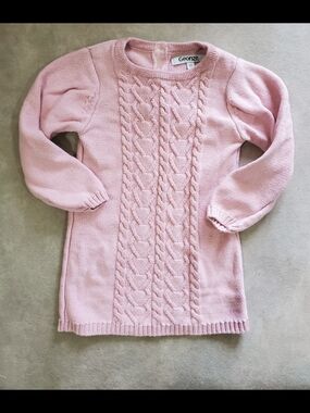 George Pink Cable-Knit Girl Sweater Dress